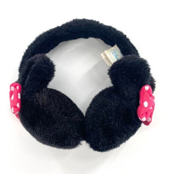 Disney Girls Minnie Mouse Ears Black Pink Polka Dot Bows - Picture 1 of 6